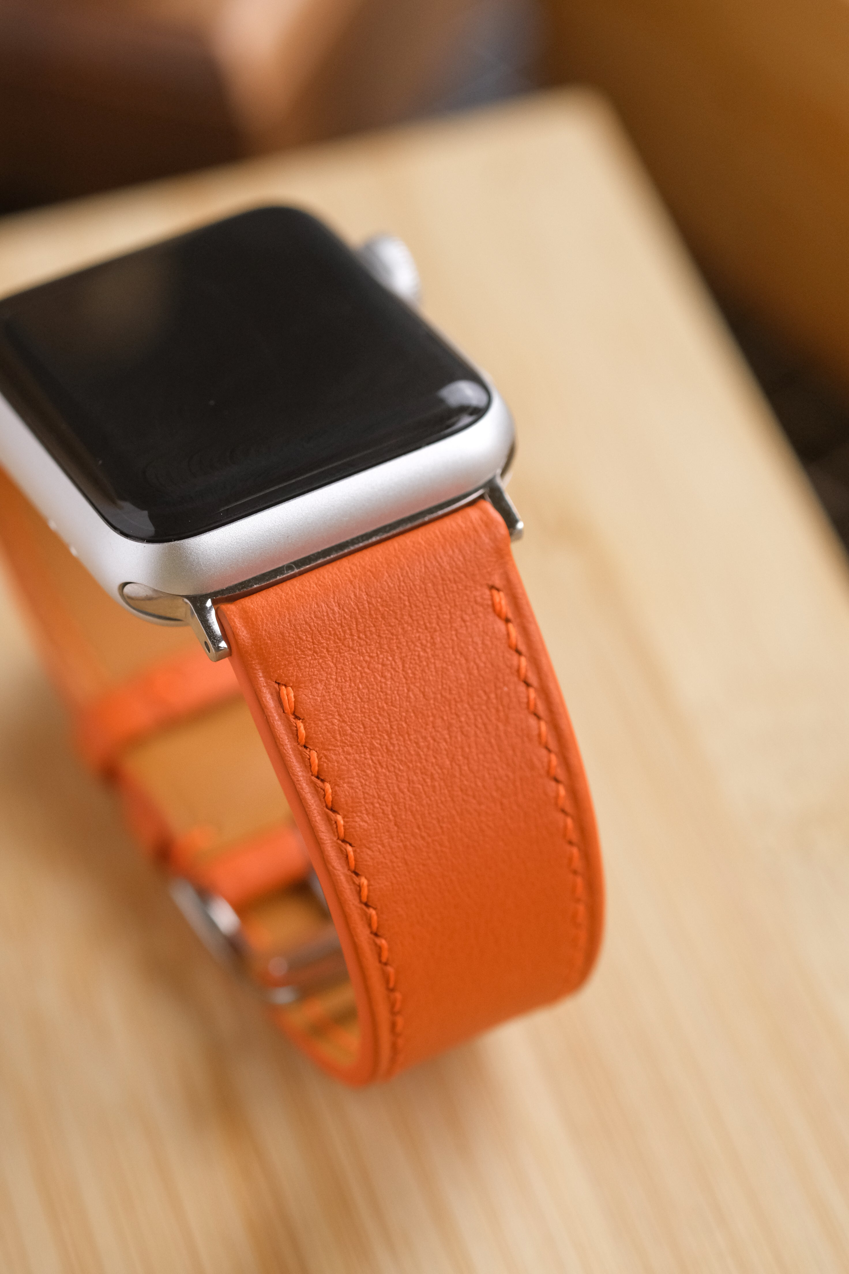 Orange Swift Italian Calfskin Apple Watch Strap