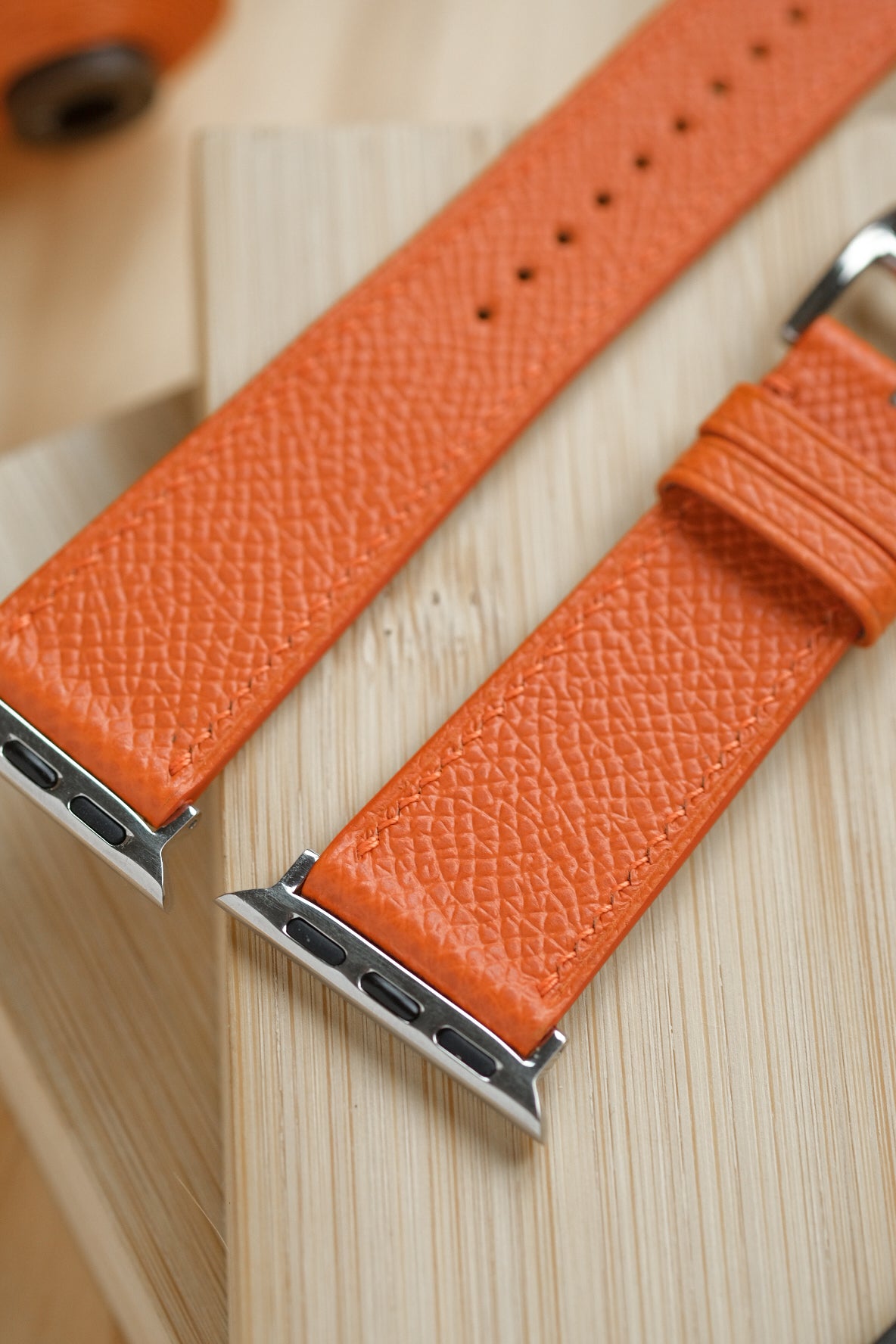 Orange Epsom Calfskin Apple Watch Strap