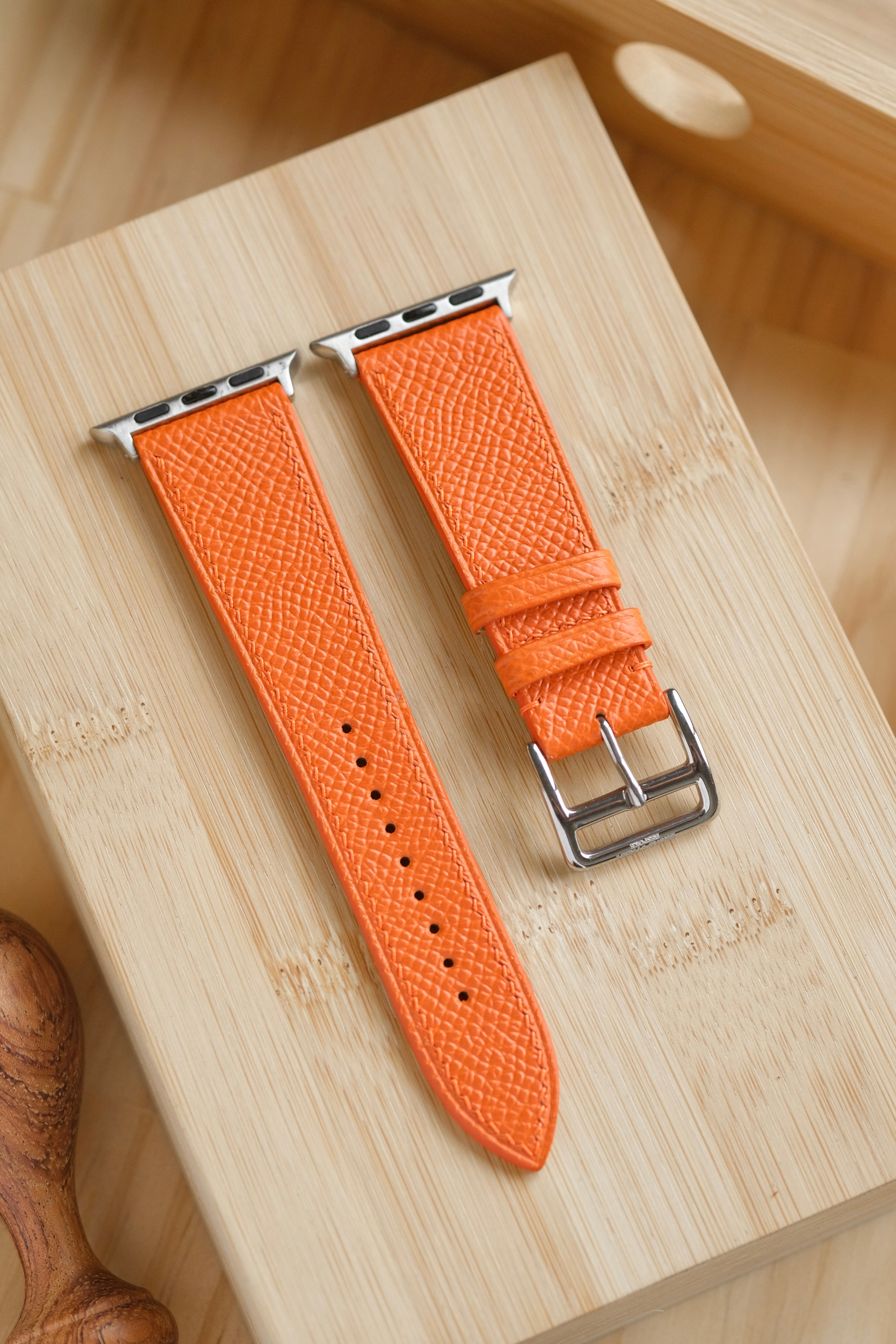 Orange Epsom Calfskin Apple Watch Strap