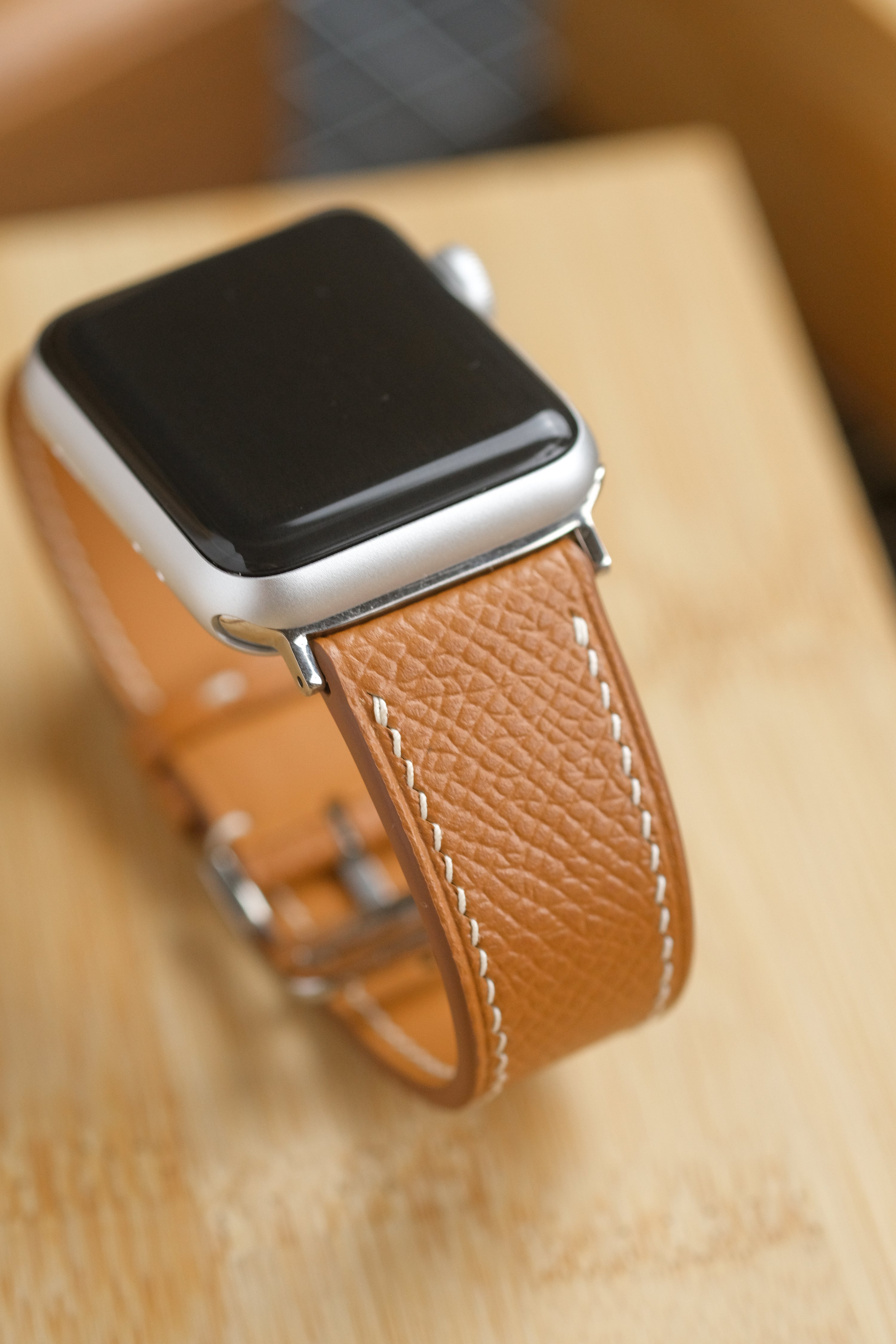 Gold Brown Epsom Calfskin Apple Watch Strap