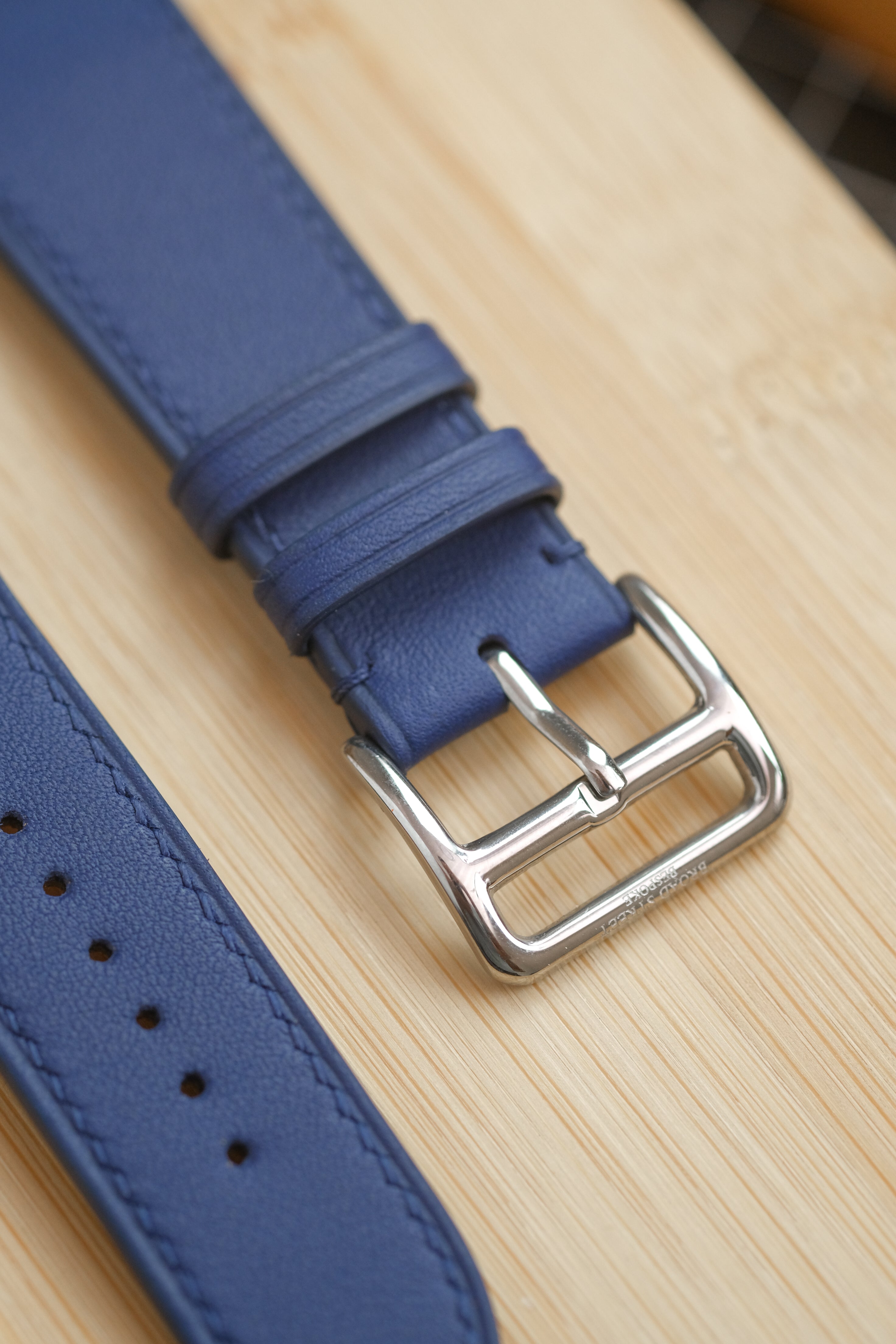 Blue Swift Calf Leather Leather Watch Band for Apple Watch 